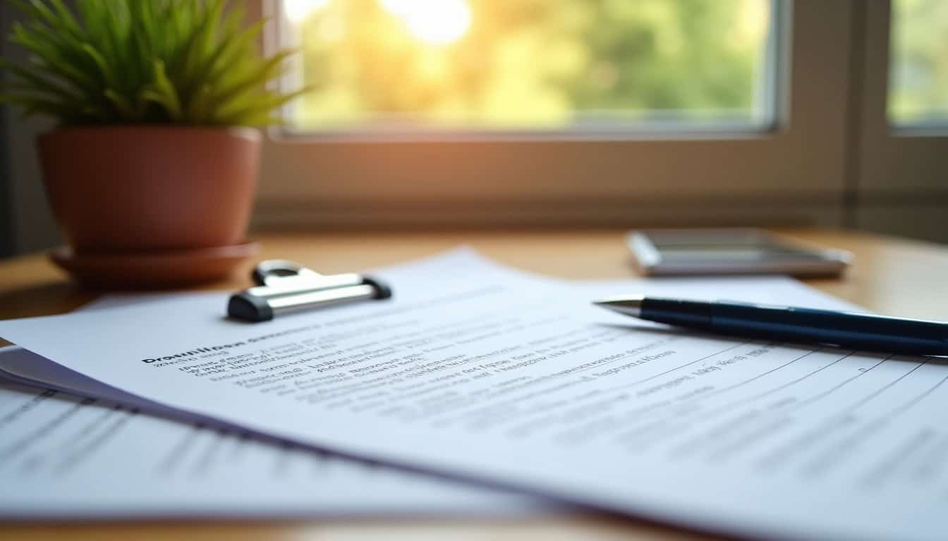 Ensemble de documents posés sur une table: carnet d