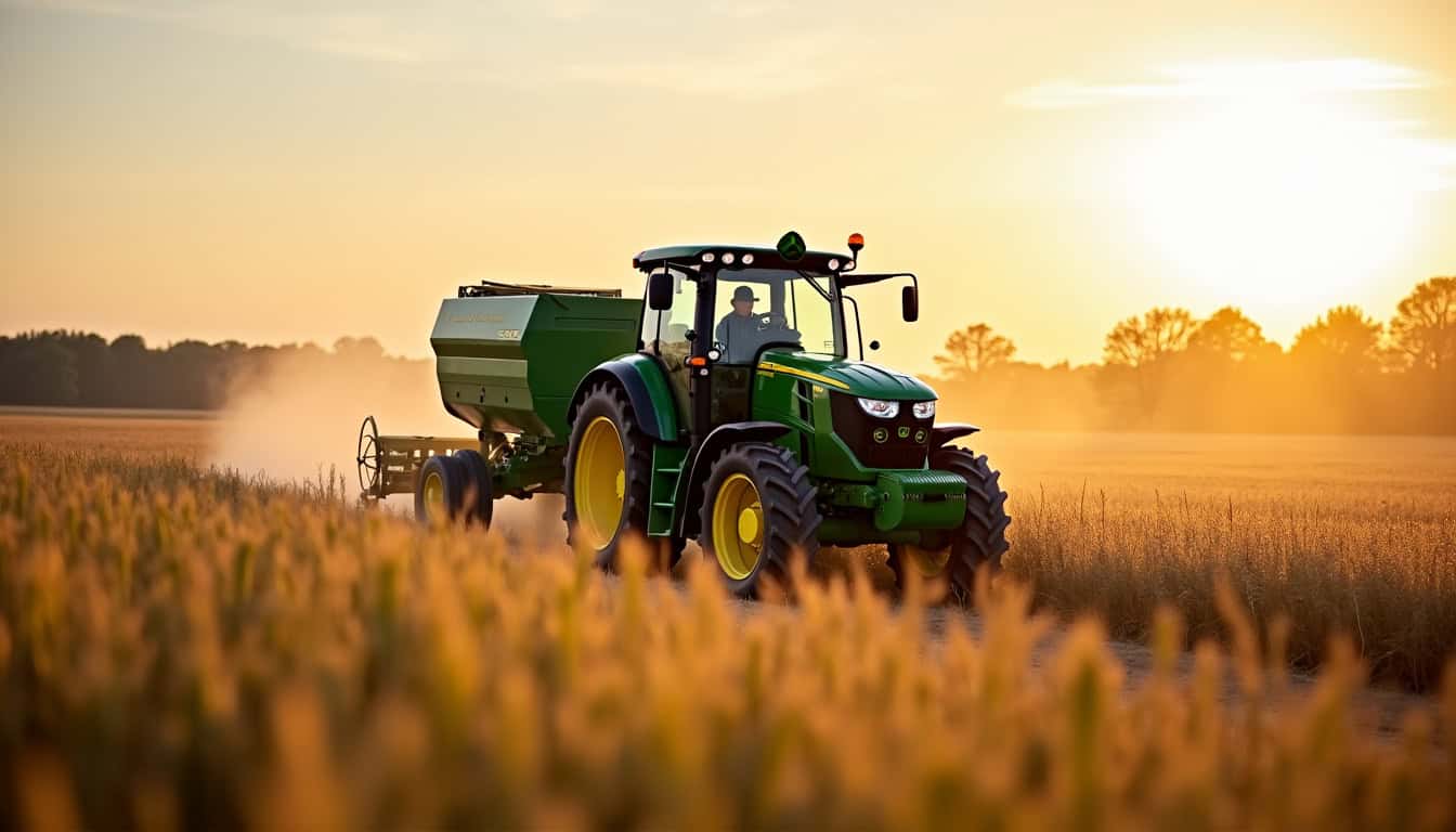 Moissonneuse-batteuse John Deere C 670 en train de récolter dans un champ de céréales