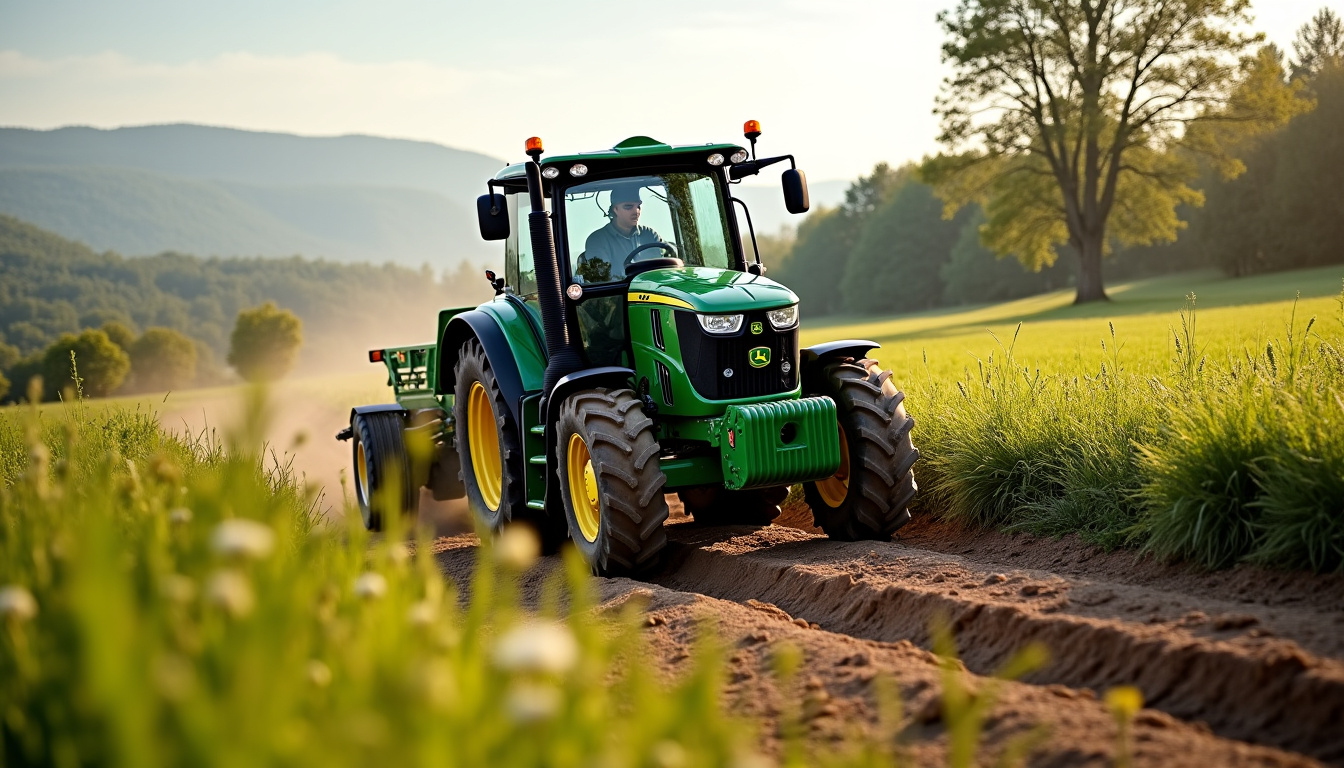 Moissonneuse-batteuse John Deere T560i Hillmaster en action sur un terrain en pente prononcée