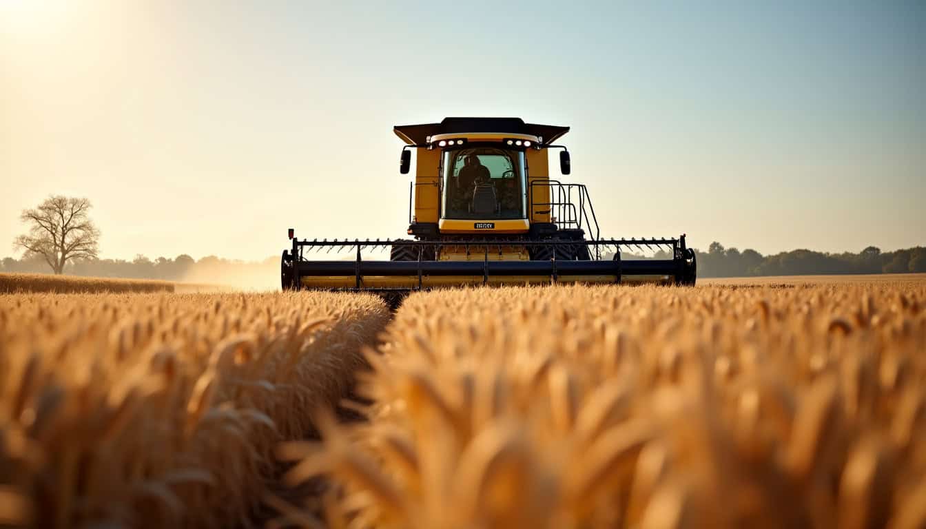 Moissonneuse-batteuse New Holland CX 8060 en action dans un champ de céréales