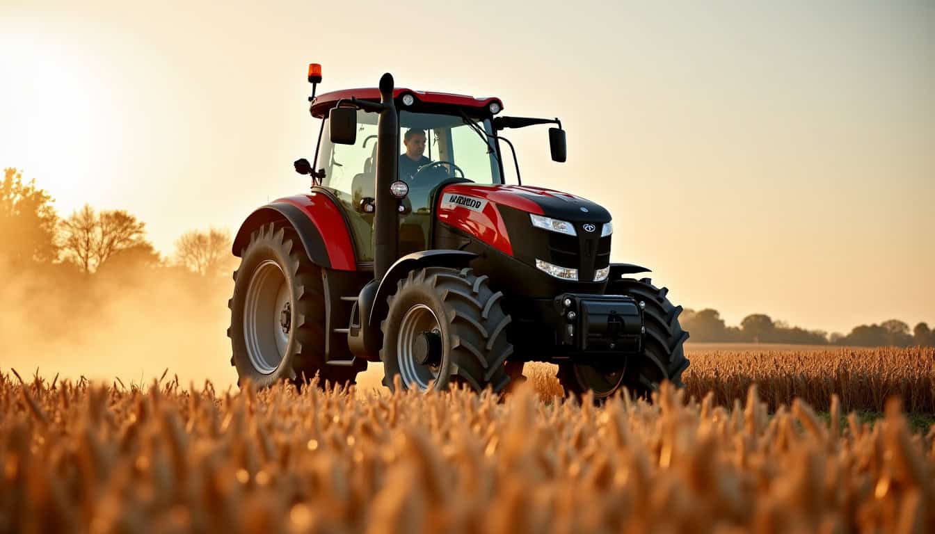 New Holland CSX 7080 en action dans un champ de blé, en cours de récolte avec visibilité de la largeur de coupe