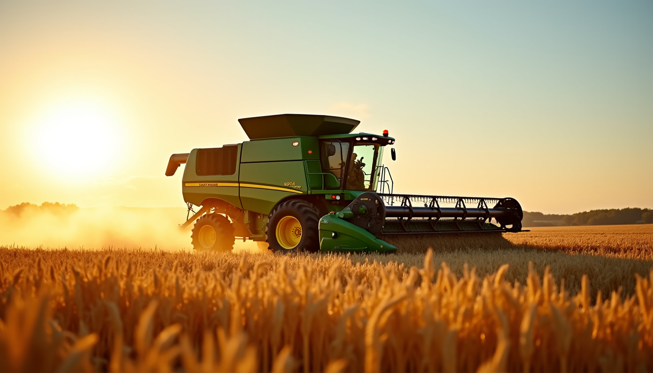Moissonneuse John Deere C 670 en action dans un champ de blé