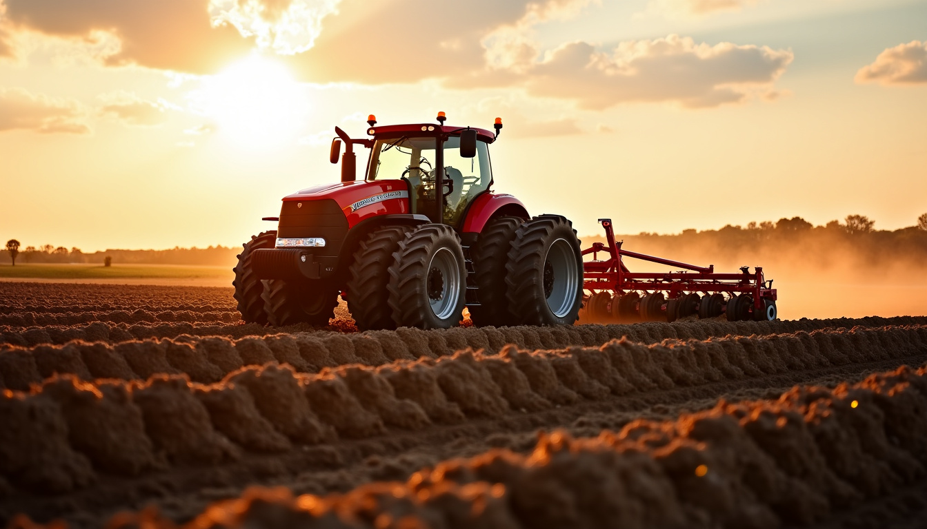 Tracteur Case IH Magnum 7250 en pleine action dans un champ labouré
