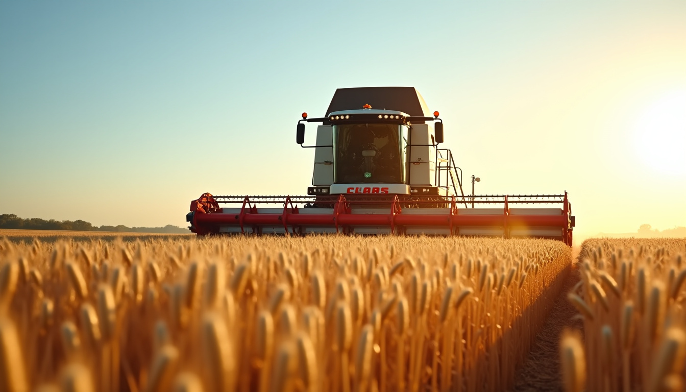 Moissonneuse-batteuse Claas Dominator 208 Mega en pleine récolte dans un champ de blé