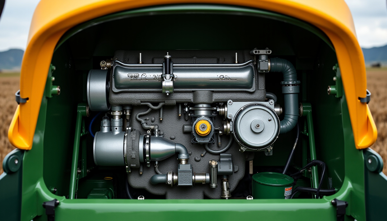 Vue arrière du moteur Deutz TCD 7,8 litres sur la moissonneuse-batteuse C9306