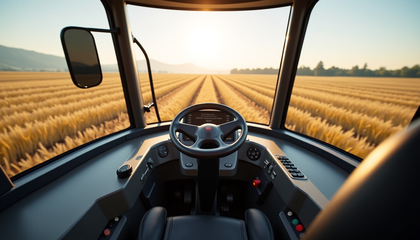 Intérieur de la cabine de la Claas Trion 530 avec l