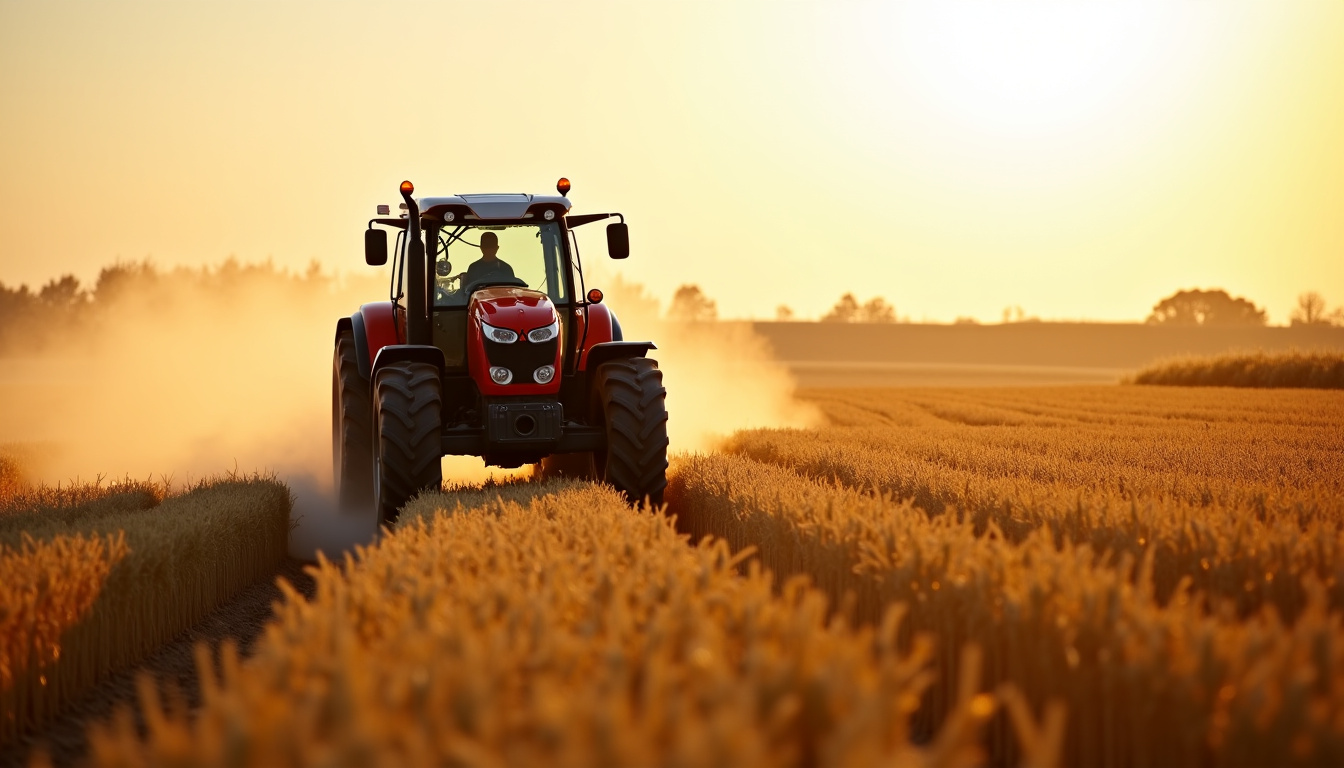 Massey Ferguson 7722S en action dans un champ de céréales