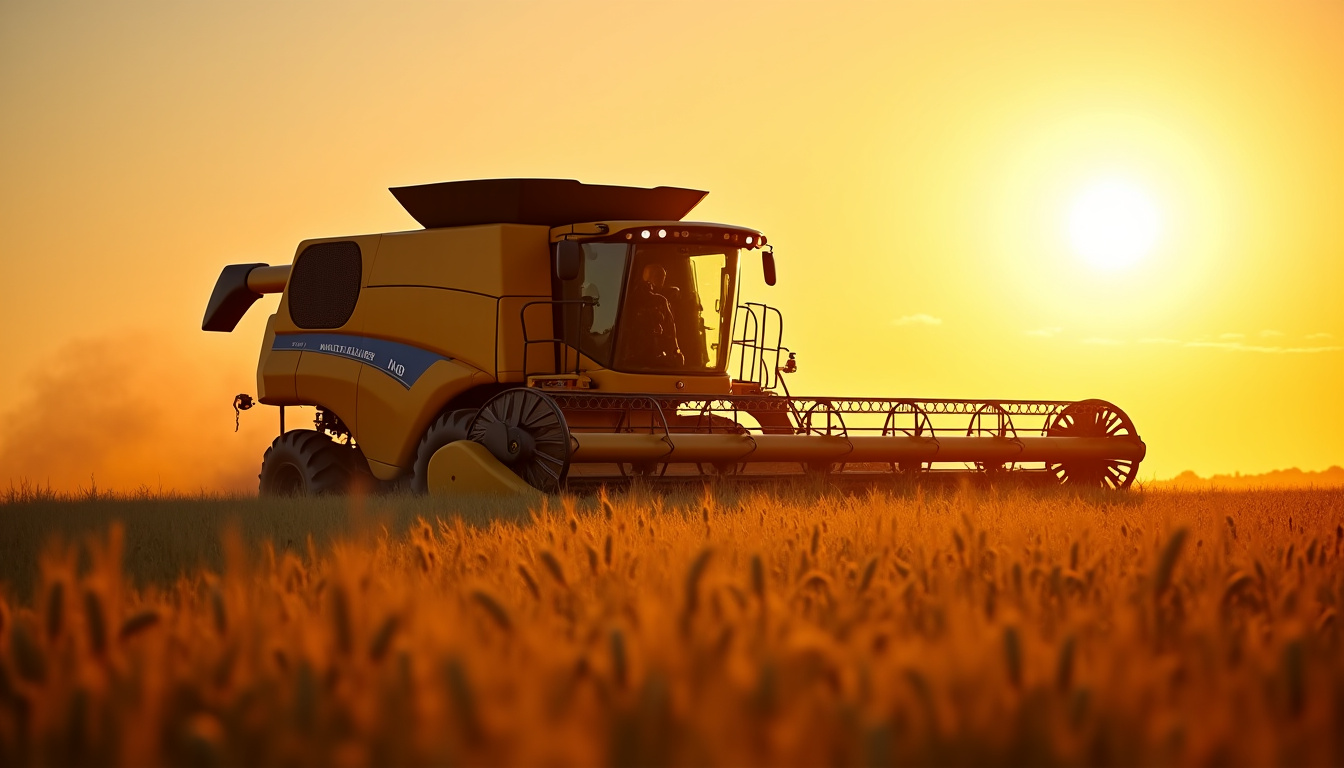 Moissonneuse-batteuse de type axial équipée d’un rotor en action dans un champ de blé