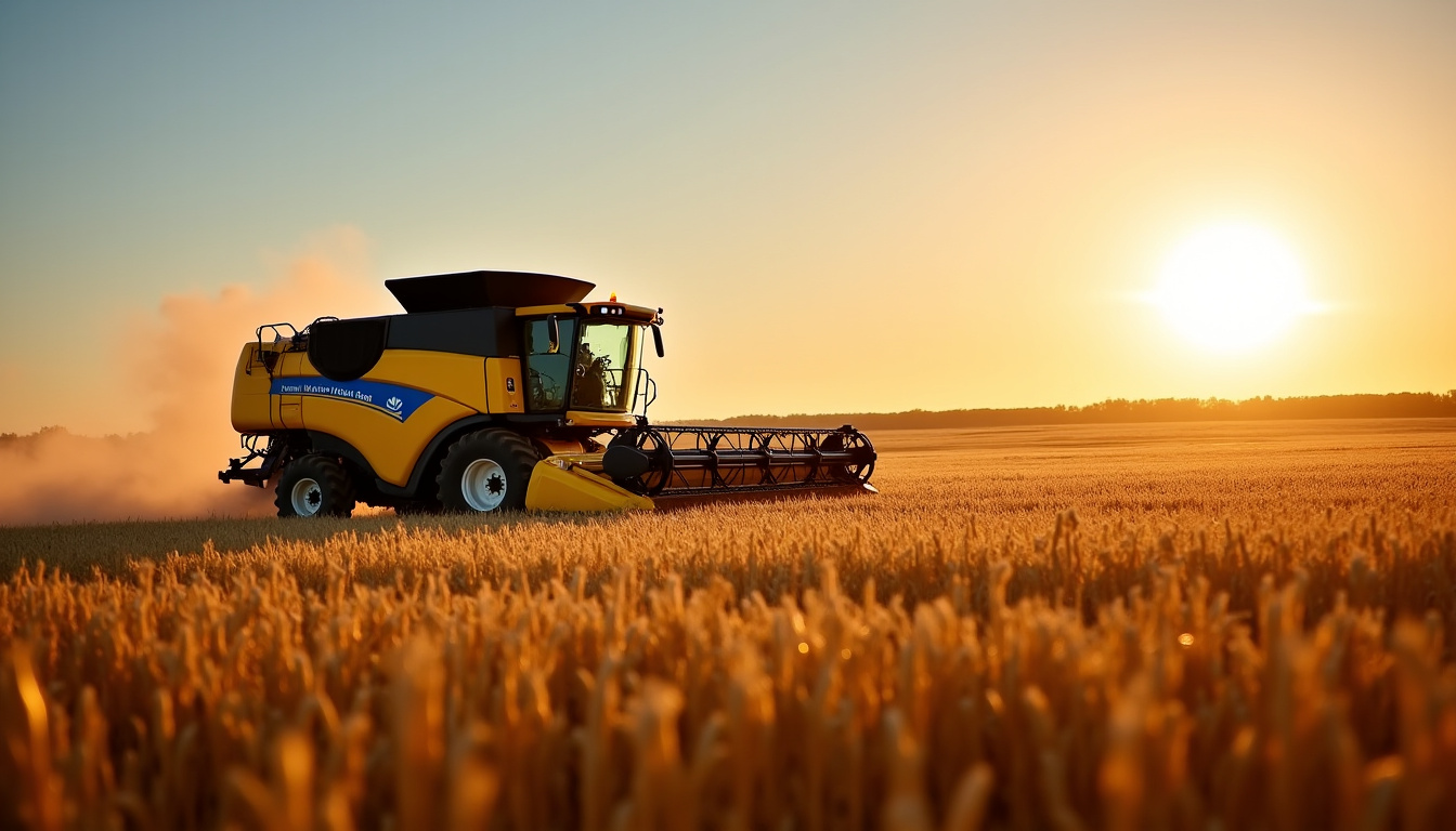 Moissonneuse-batteuse New Holland CR 9.90 en pleine action dans un champ de blé