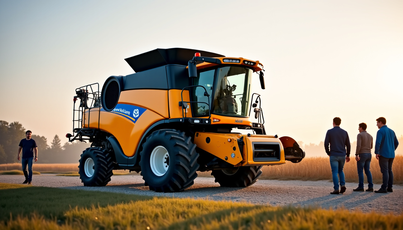 Moissonneuse-batteuse New Holland CX 7090 d’occasion exposée lors d’un salon agricole