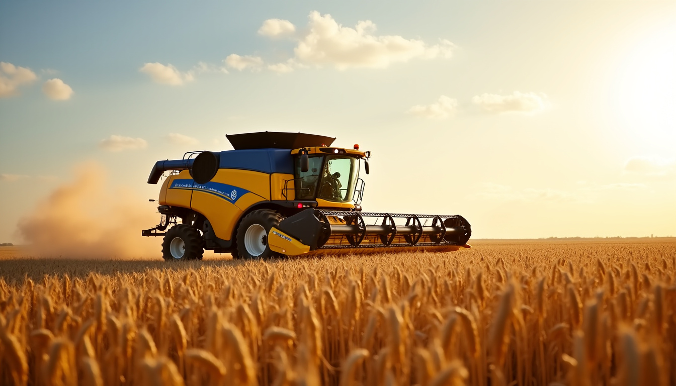 Moissonneuse-batteuse New Holland CR 9.90 en pleine action dans un champ de blé