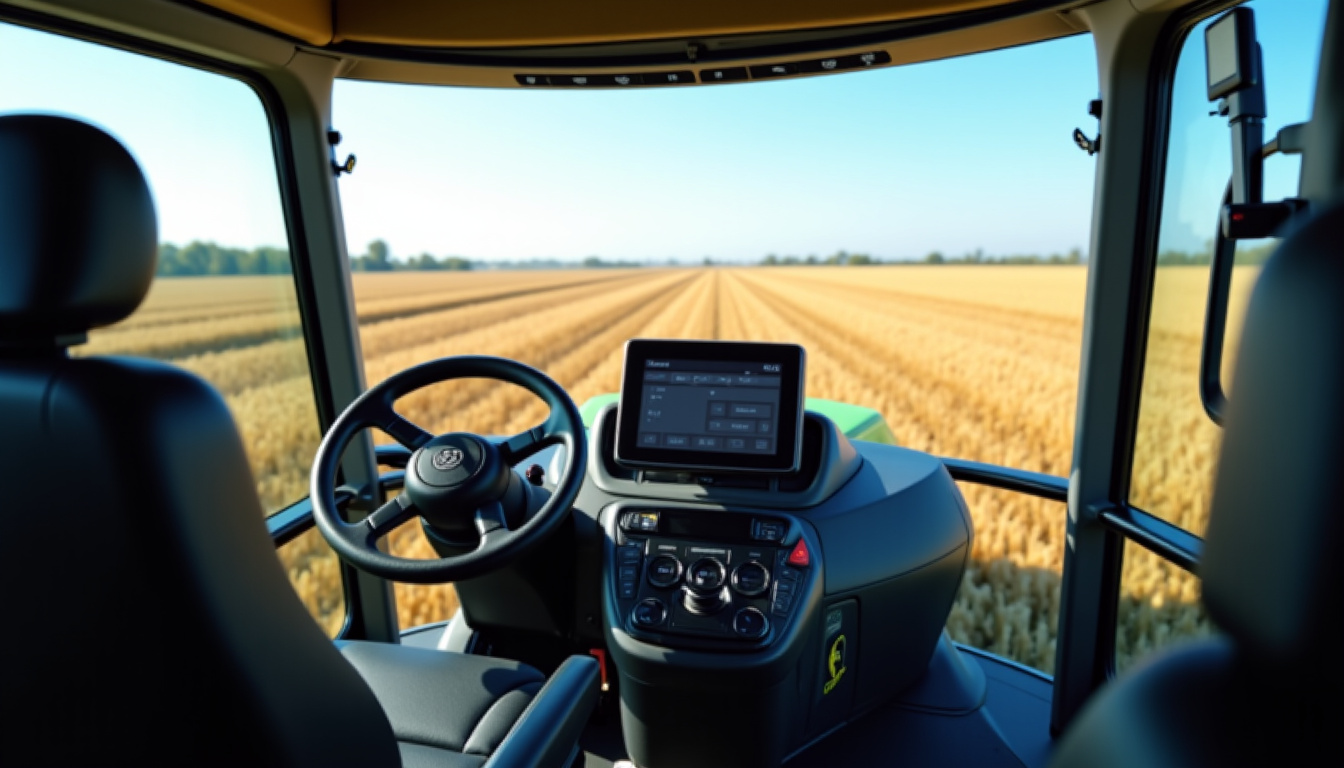 Intérieur de la cabine de la New Holland CR 9.90 avec tableau de bord Intelliview IV