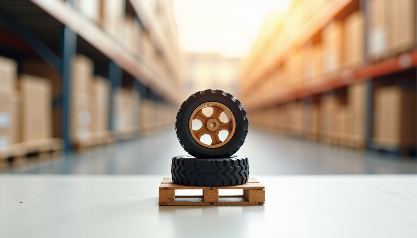 Centre de distribution agricole avec palette de pneus Kongskilde en livraison