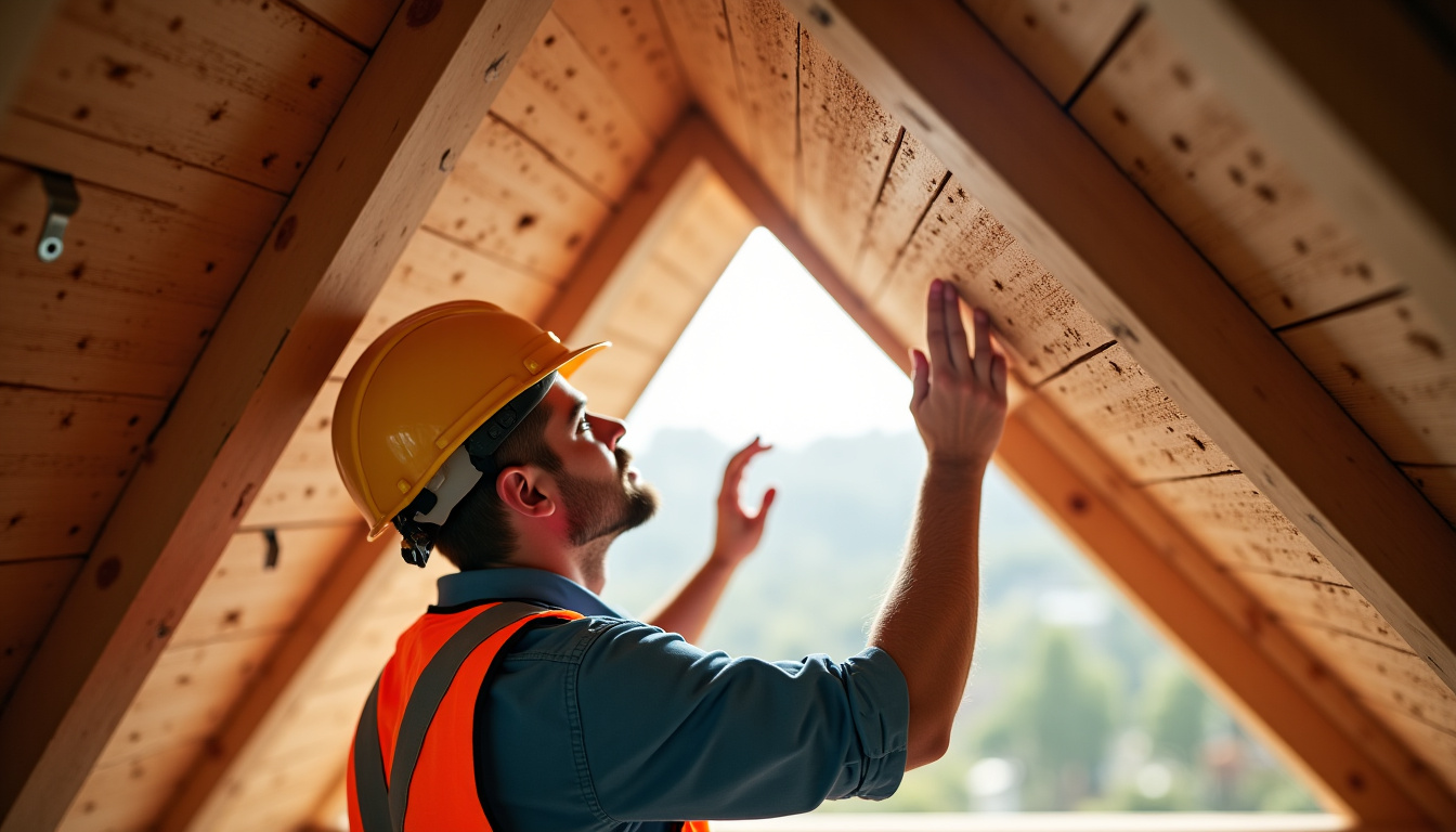 Photographie d’un artisan RGE en train d’isoler une toiture, avec étiquette de certification visible