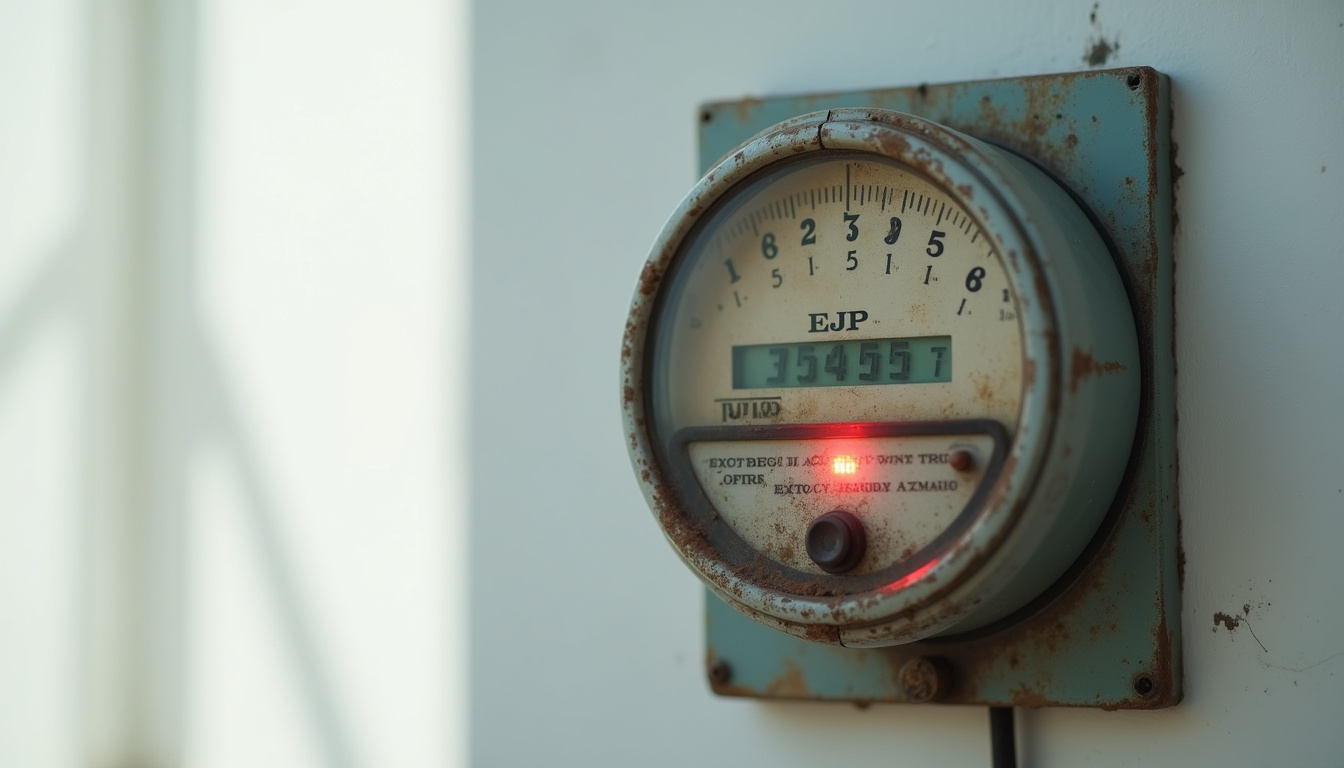 Ancien compteur EJP avec voyant rouge indiquant un jour de pointe tarifaire