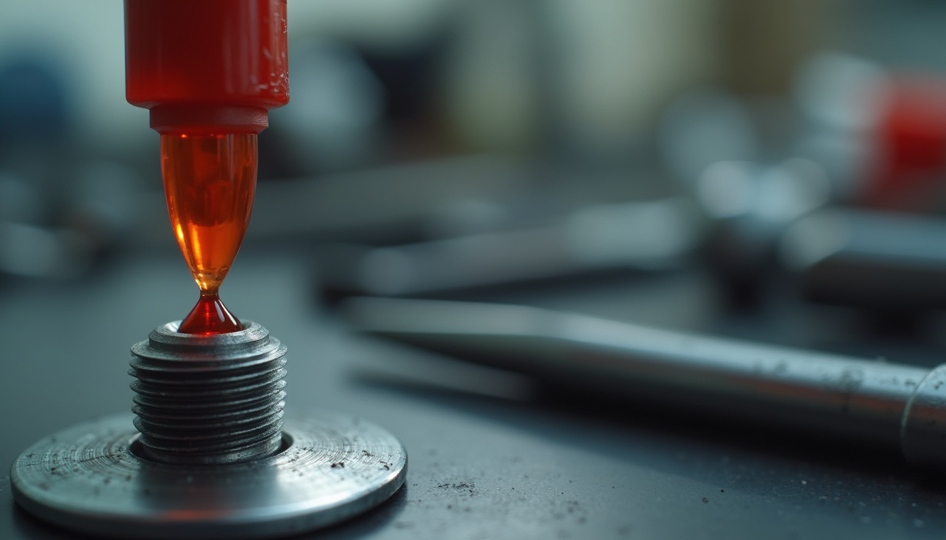 Application d'une goutte de Loctite 243 sur un filetage métallique propre