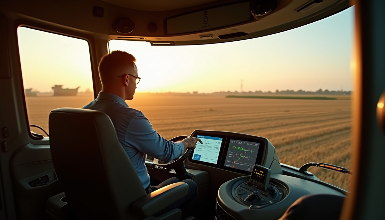 Cabine de la New Holland CR 10.90 avec terminal Intelliview IV et conducteur en train de travailler