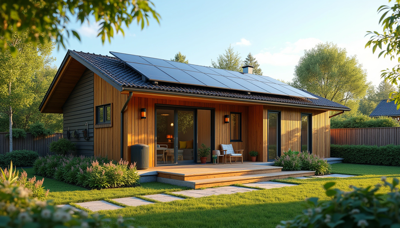 Exemple de maison rénovée avec des matériaux durables et des panneaux solaires