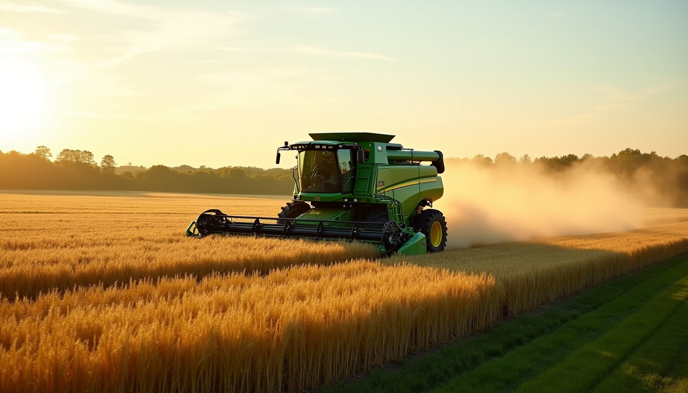 Machine agricole Grégoire Besson en action dans un champ de céréales