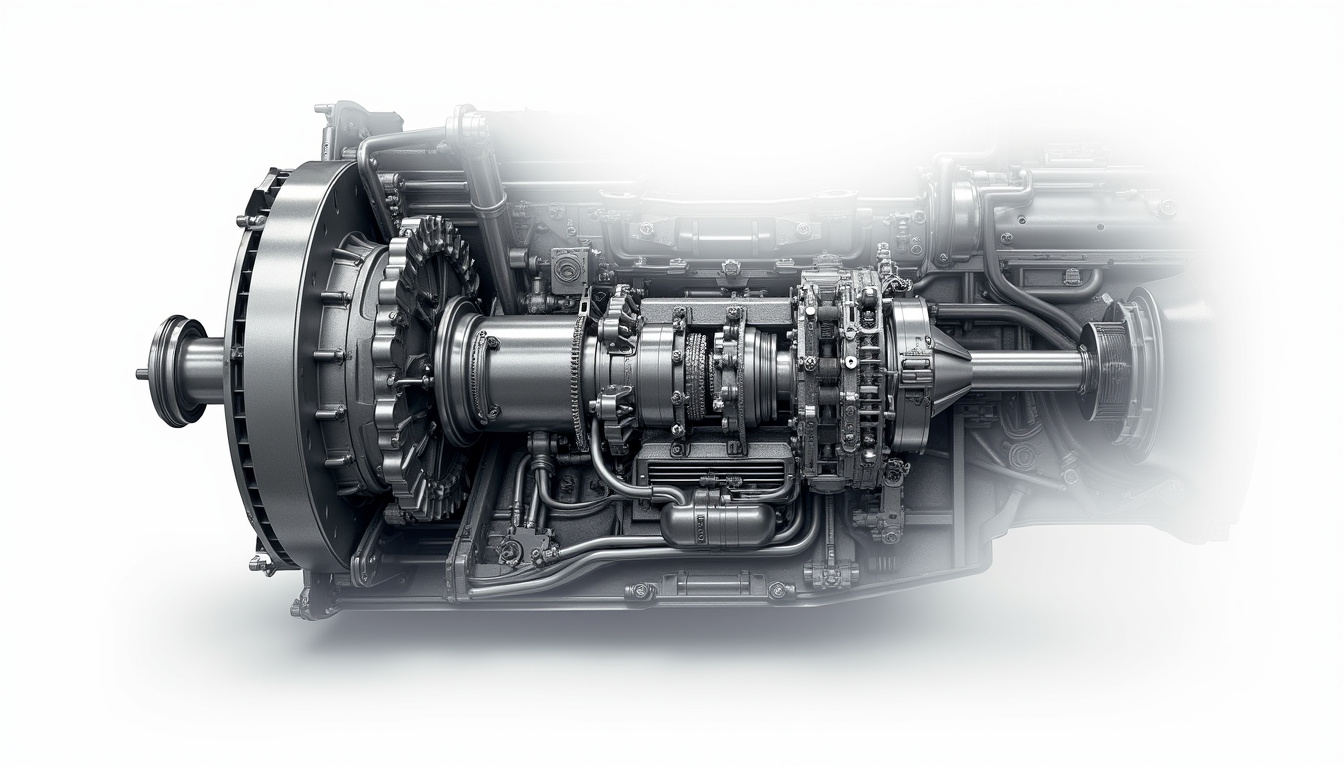 Vue en coupe du moteur et de la transmission de la New Holland CX 8.80
