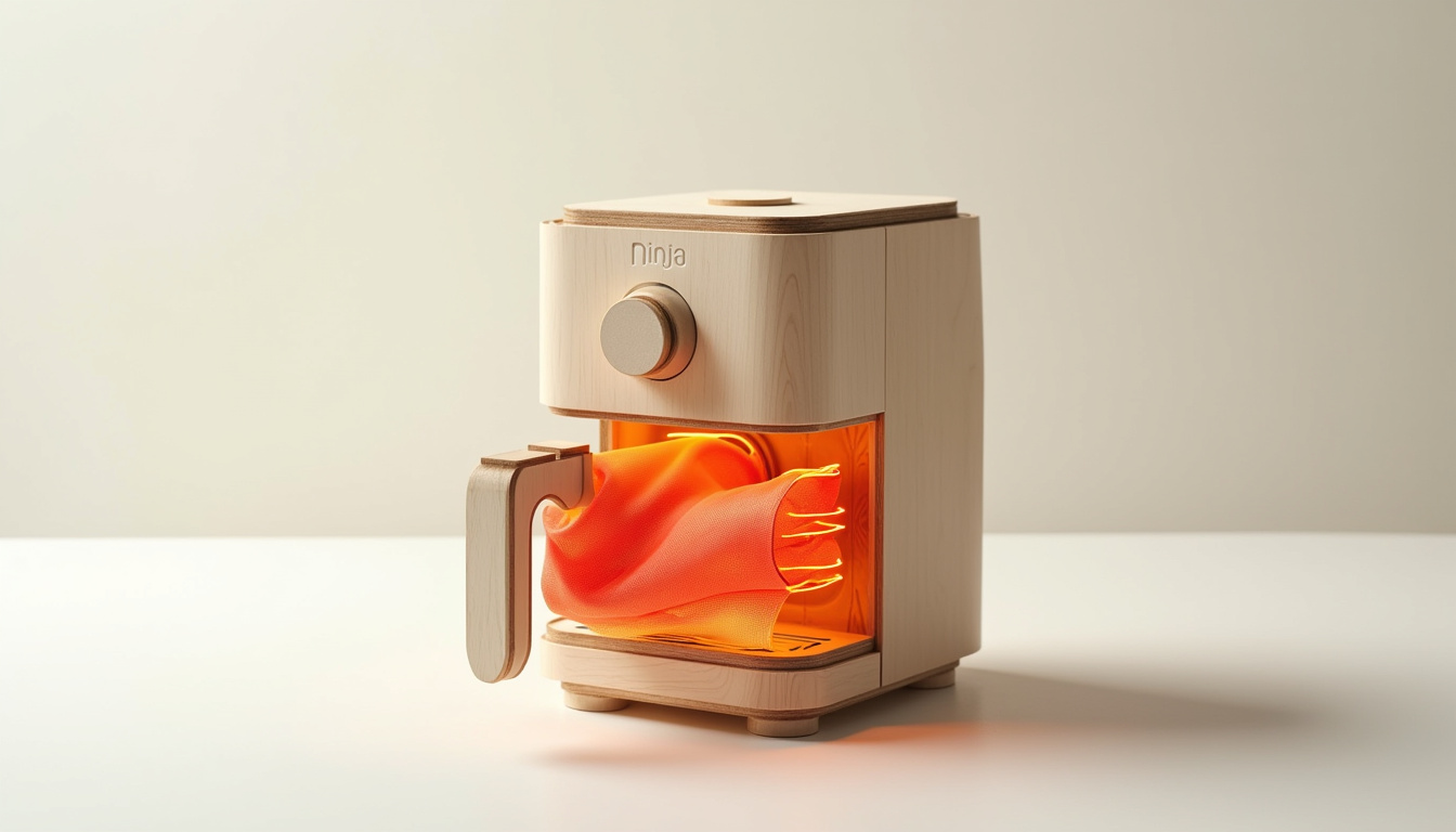Vue schématique du flux d'air chaud à l'intérieur d'un ninja air fryer pendant la cuisson