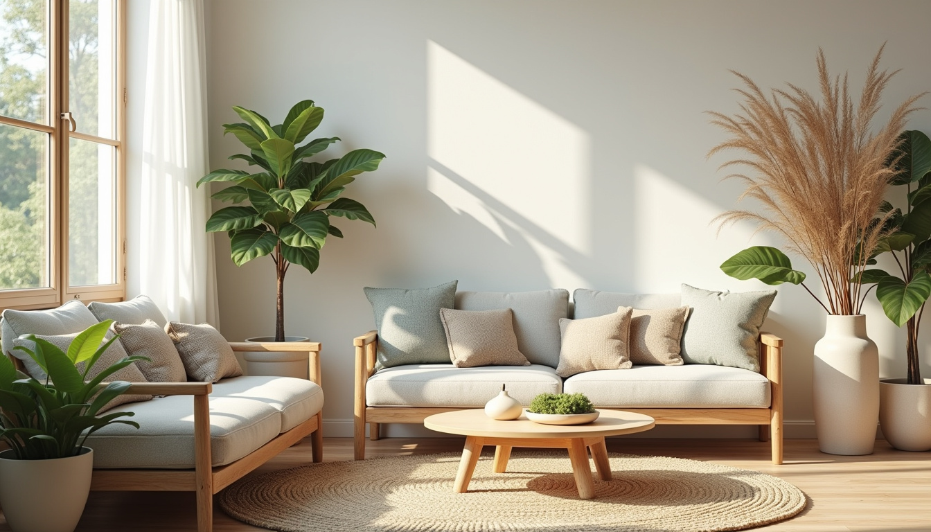 Capture d'écran montrant des compositions d'intérieur sur maisonfloralis.fr avec des éléments de décoration naturels et des tons apaisants