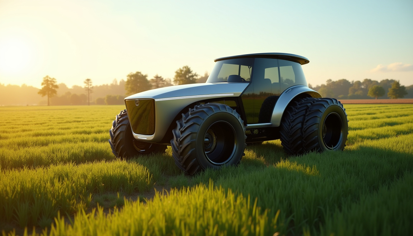 Prototype de tracteur électrique en test dans un champ