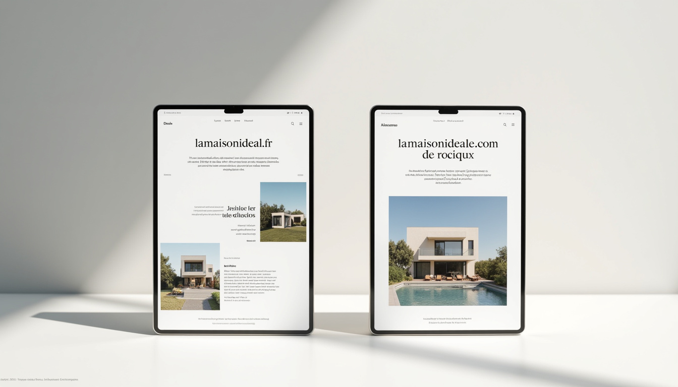 Comparaison visuelle entre le site média lamaisonideale.fr et le constructeur lamaisonideale.com