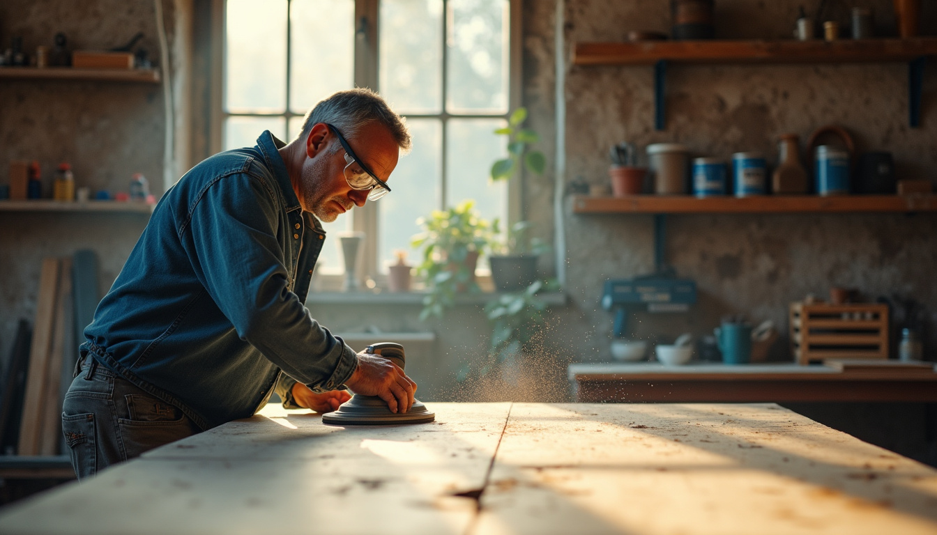 Jacques Mager en train de travailler sur un projet de rénovation dans son atelier